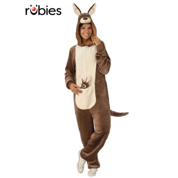 Adult Kangaroo Onesie Costume with Joey Pouch - Australian Animal Jumpsuit
