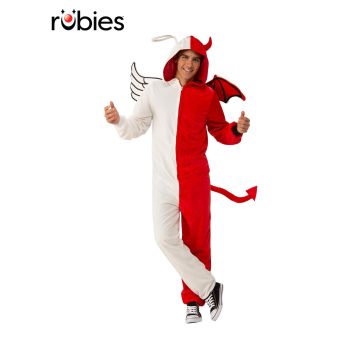 Adult Angel & Devil Onesie Costume - Good vs Evil Split Jumpsuit
