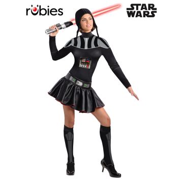Women's Darth Vader Star Wars Costume Dress with Belt and Stockings