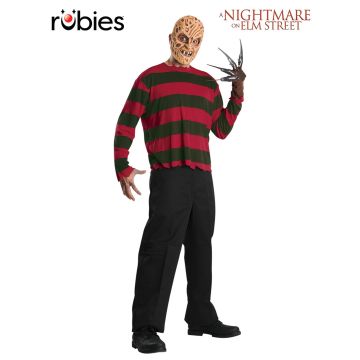 Adult Freddy Krueger Costume Top & Mask - Nightmare on Elm Street Horror Set