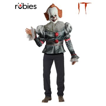 Adult Pennywise Deluxe Costume with Latex Mask - IT Clown Horror Set