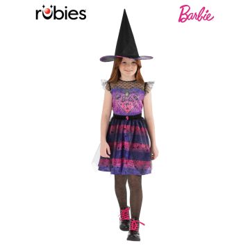 Girls Barbie Witch Costume Dress with Hat - Purple Halloween Tutu