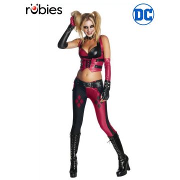 Womens Harley Quinn Deluxe Costume - DC Licensed Red & Black Villain Outfit