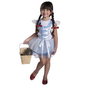 Girls Dorothy Wizard of Oz tutu dress costume with blue gingham bodice and sparkle tulle skirt
