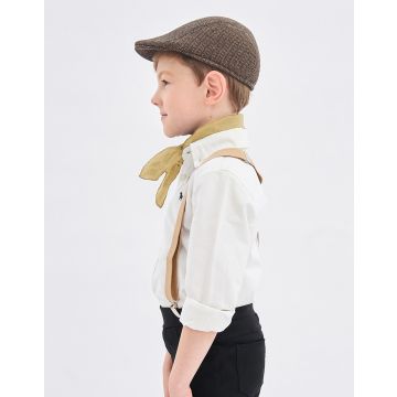 Kids Victorian Newsboy Costume Accessories - Brown Cap, Braces & Neckerchief Set