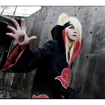 Kids Anime Ninja Cloak - Black Robe with Red Cloud Print