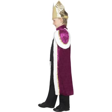 Kids Royal King Costume - Purple Velvet Robe with Crown and Gold Trim