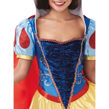 Adult Snow White Deluxe Costume Dress - Disney Princess Ball Gown with Cape