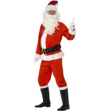 Adult Santa Claus Costume with Wig and Beard - Mens Complete Father Christmas Suit