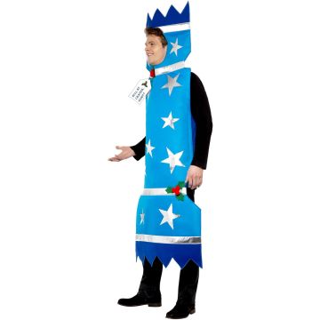 Adult Christmas Cracker Tabard Costume - Blue Pull My Cracker Novelty Suit