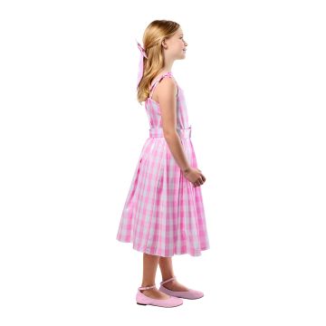 Girls Barbie Perfect Day Costume Dress - Pink Gingham Movie Outfit