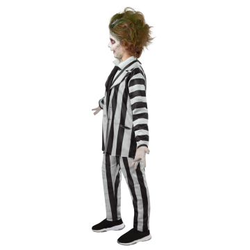 Kids Beetlejuice Costume Large - Licensed Black White Striped Suit with Vest