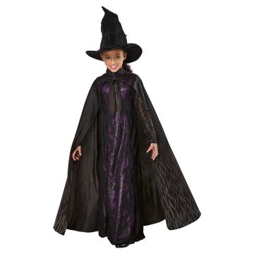 Girls Wicked Elphaba Witch Costume - Premium Black Dress with Cape & Hat