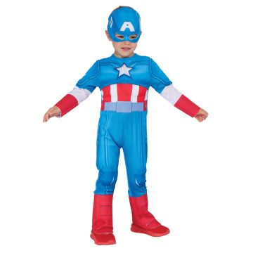 Toddler Captain America Costume - Marvel Avengers Deluxe Jumpsuit with Mask