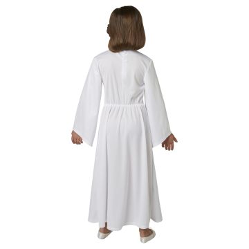 Girls Princess Leia Costume Dress - Star Wars White Gown with Belt & Bun Headband