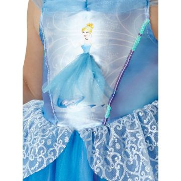 Girls Disney Cinderella Ballerina Costume Dress - Blue Princess Tutu with 3D Detail