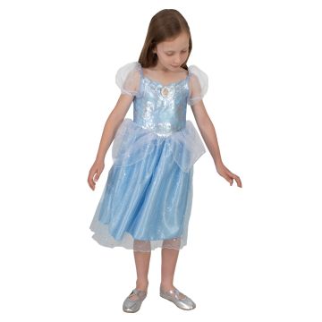 Girls Cinderella Costume Dress - Disney Princess Ball Gown with Tulle Sleeves