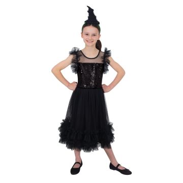 Girls Wicked Elphaba Deluxe Dress Costume with Cape and Witch Hat Headband