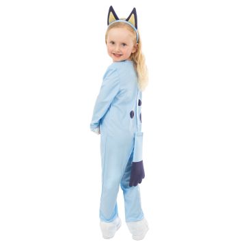 Toddler Bluey Costume - Licensed Blue Heeler Jumpsuit with Tail & Ears