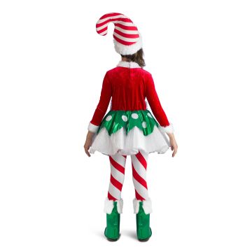 Girls Candy Cane Elf Costume - Rubie's Christmas Dress with Hat & Leggings