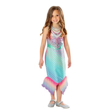 Kids Barbie Mermaid Costume Dress with UV Color-Changing Scales