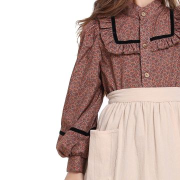 Girls Pioneer Prairie Dress Costume with Apron - Colonial Frontier Outfit