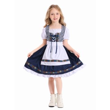 Girls Bavarian Dirndl Costume - Traditional Oktoberfest Dress with Apron