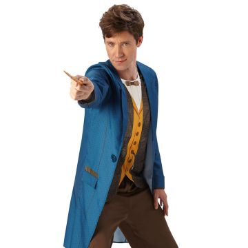 Adult Newt Scamander Costume - Licensed Fantastic Beasts Wizard Outfit with Wand
