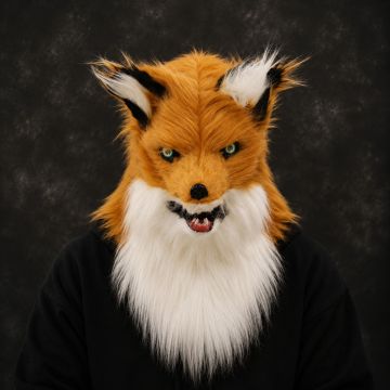 Adult Wolf Mask Full Head Plush Husky Fox Costume Accessory