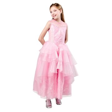 Girls Glinda Wicked Costume Dress - Pink Waterfall Ball Gown