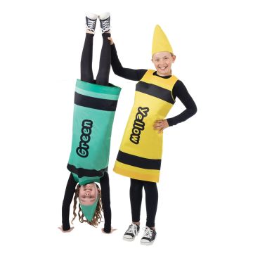 Kids Green Crayon Costume - Rubie's Book Week Novelty Tabard with Hat