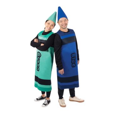 Adult Green Crayon Costume - Overhead Tabard with Pointed Hat