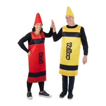 Adult Yellow Crayon Costume - Rubie's Tabard with Cone Hat
