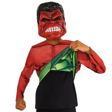 Kids Red Hulk & Incredible Hulk Reversible Costume Top with 2 Masks