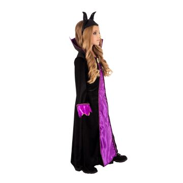 Girls Disney Maleficent Costume Dress with Horns - Kids Evil Fairy Gown