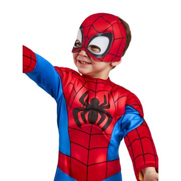 Kids Spider-Man Spidey Deluxe Padded Jumpsuit Costume with Mask
