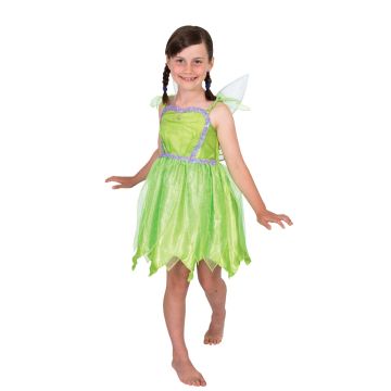 Girls Tinker Bell Deluxe Fairy Dress Costume with Wings - Disney Licensed