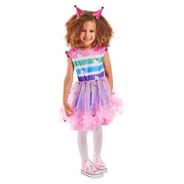 Girls Gabby's Dollhouse Costume Dress with Party Hat Headband