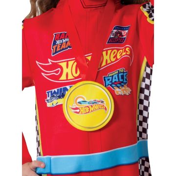 Kids Hot Wheels Racing Costume with Cap and Medal - Toddler Race Car Driver Jumpsuit