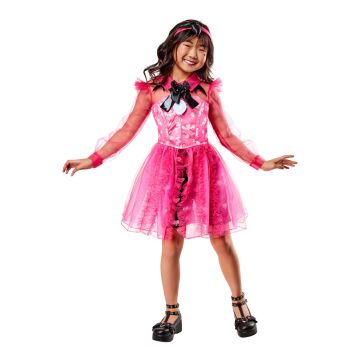 Girls Draculaura Monster High Costume - Pink Vampire Dress with Headband