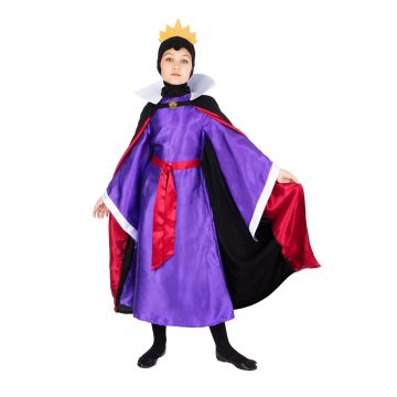 Kids Disney Evil Queen Costume Dress with Cape and Crown - Snow White Villain
