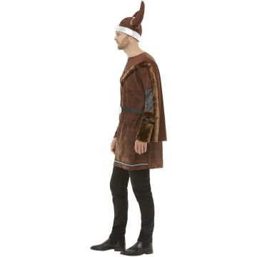 Adult Viking Warrior Costume with Horned Helmet and Cape