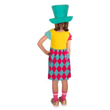 Girls Mad Hatter Costume Dress with Top Hat - Disney Alice in Wonderland