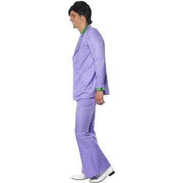 Mens Lavender Disco Suit Costume - 70s Bell Bottom Leisure Suit with Waistcoat