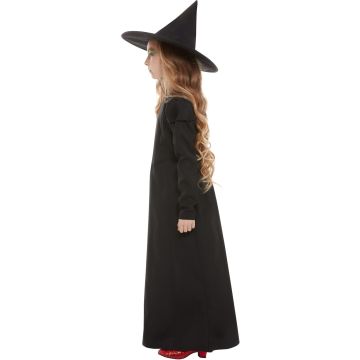 Girls Classic Wicked Witch Costume - Black Dress with Pointed Hat