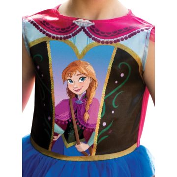 Toddler Disney Frozen Anna Costume Dress - Blue & Pink Princess Tulle Gown