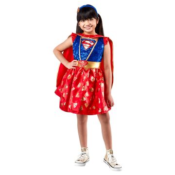 Girls Supergirl Tutu Costume Dress with Cape and Headband