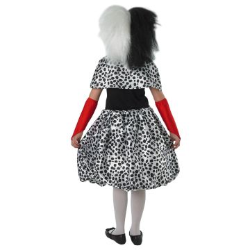 Girls Cruella de Vil Costume Dress - Disney Dalmatian Villain Outfit with Capelet