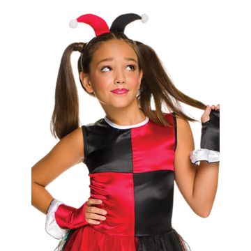Girls Harley Quinn Jester Costume - DC Villain Dress with Tutu & Accessories
