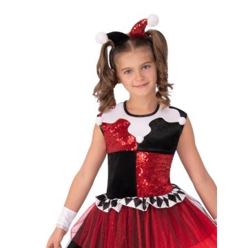 Girls Harley Quinn Deluxe Tutu Costume - Sequin Jester Dress with Headband
